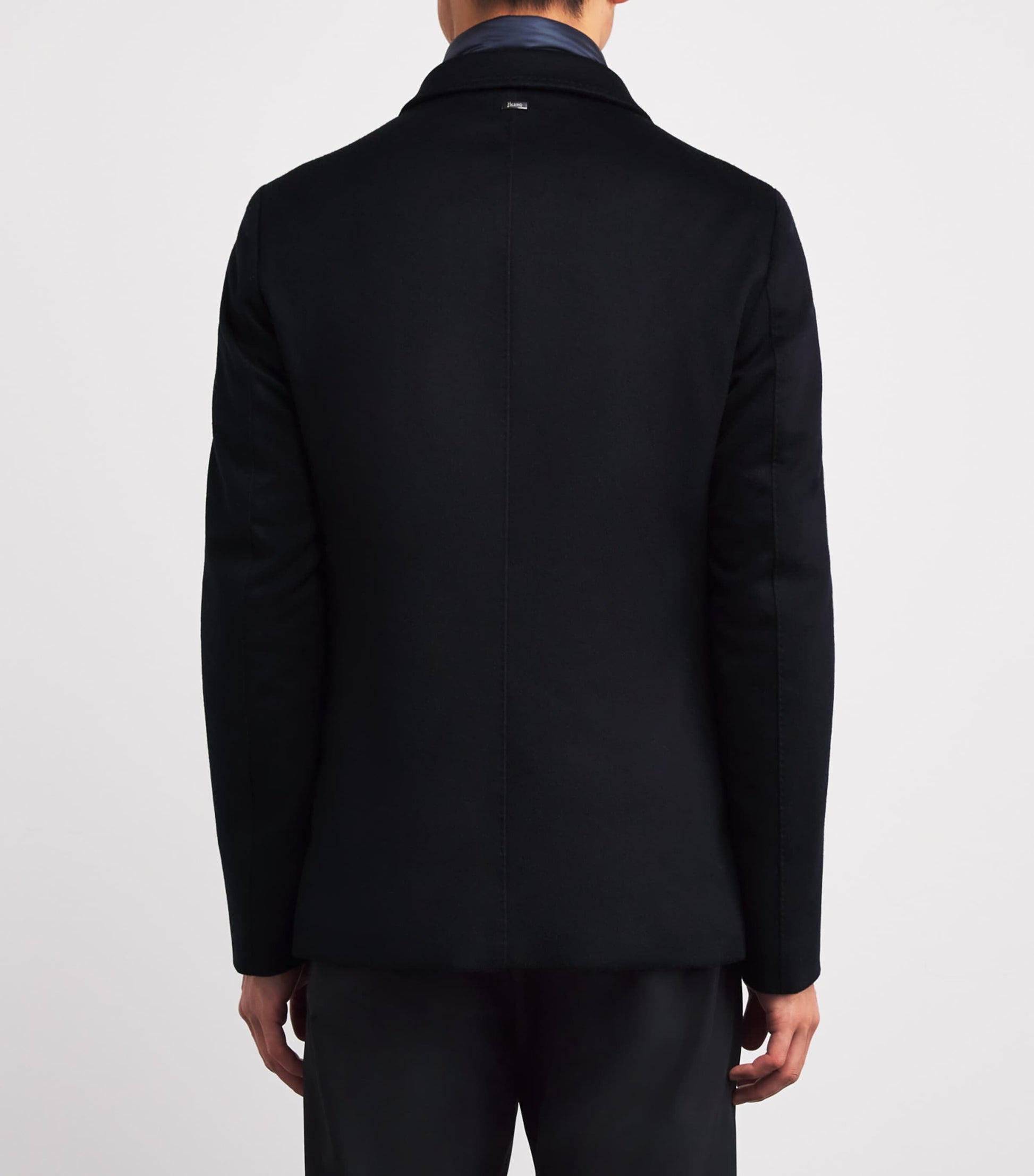 Navy Cashmere Insert-Detail Blazer