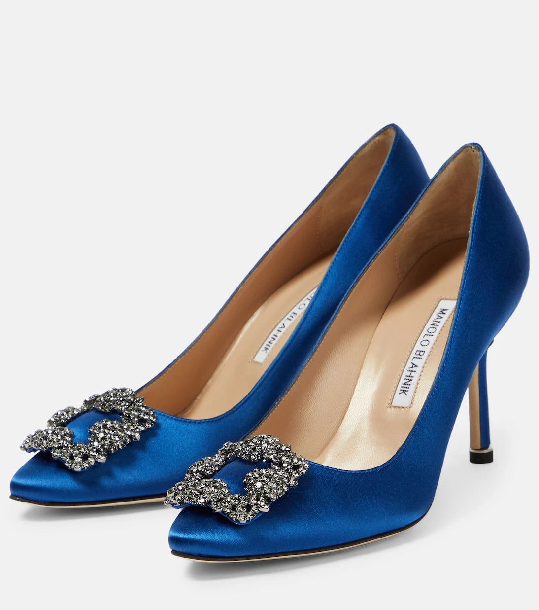 Manolo Blahnik - Hangisi 90 embellished satin pumps