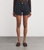 PAIGE Black Raw-Hem Archie Denim Shorts