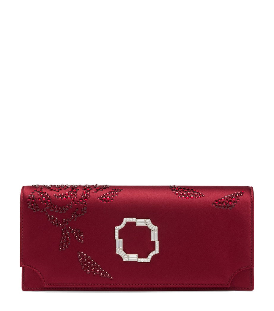 Malone Souliers Red Satin Embellished Vivien Clutch Bag