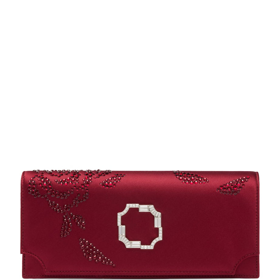 Malone Souliers Red Satin Embellished Vivien Clutch Bag
