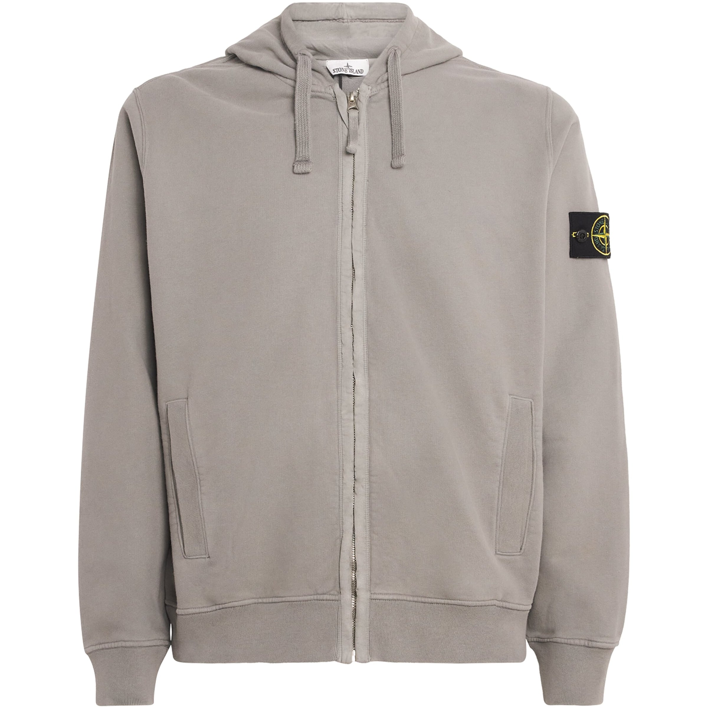 Stone Island Grey Organic Cotton Fleece Zip-Up Hoodie