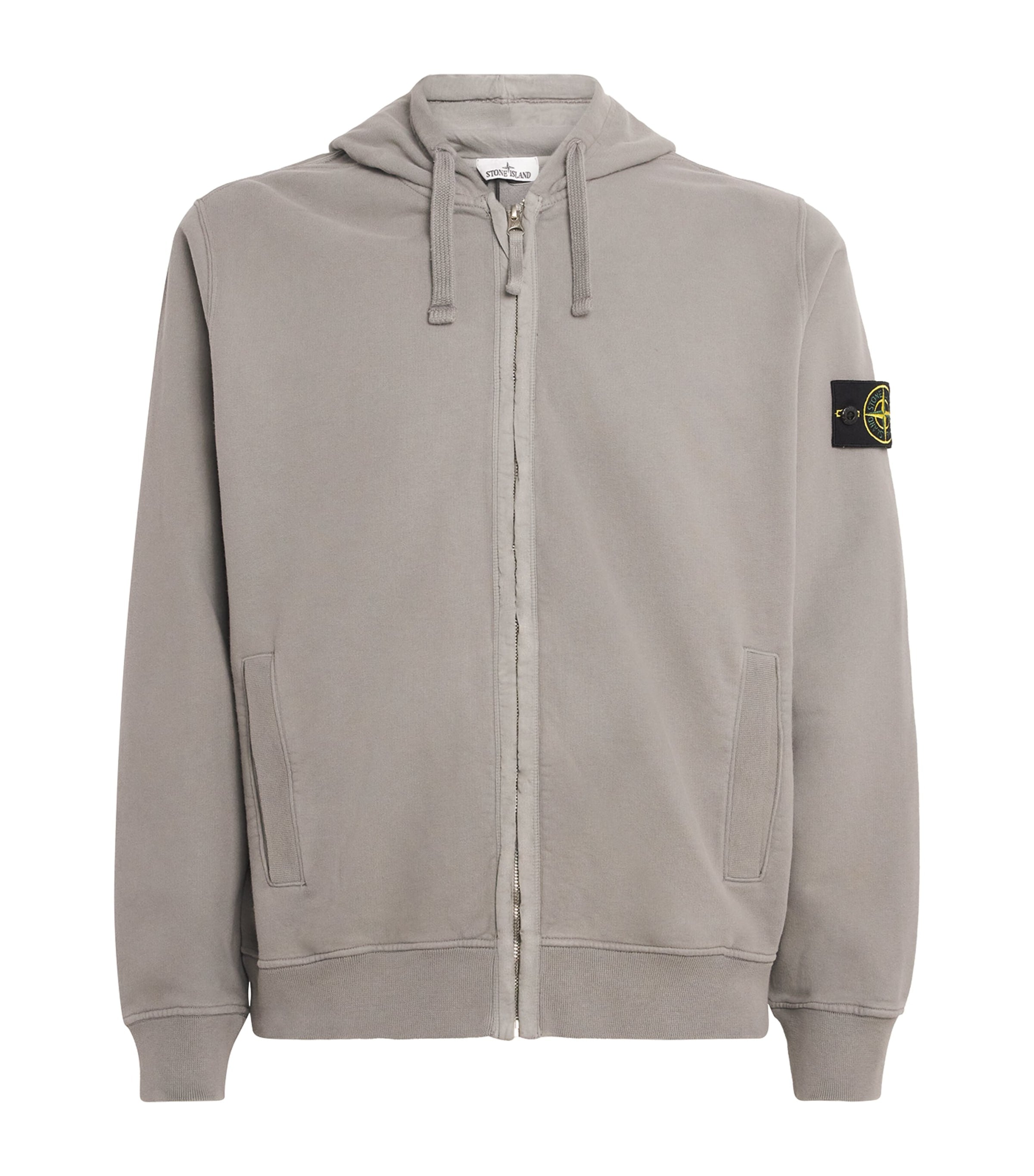 Stone Island Grey Organic Cotton Fleece Zip-Up Hoodie
