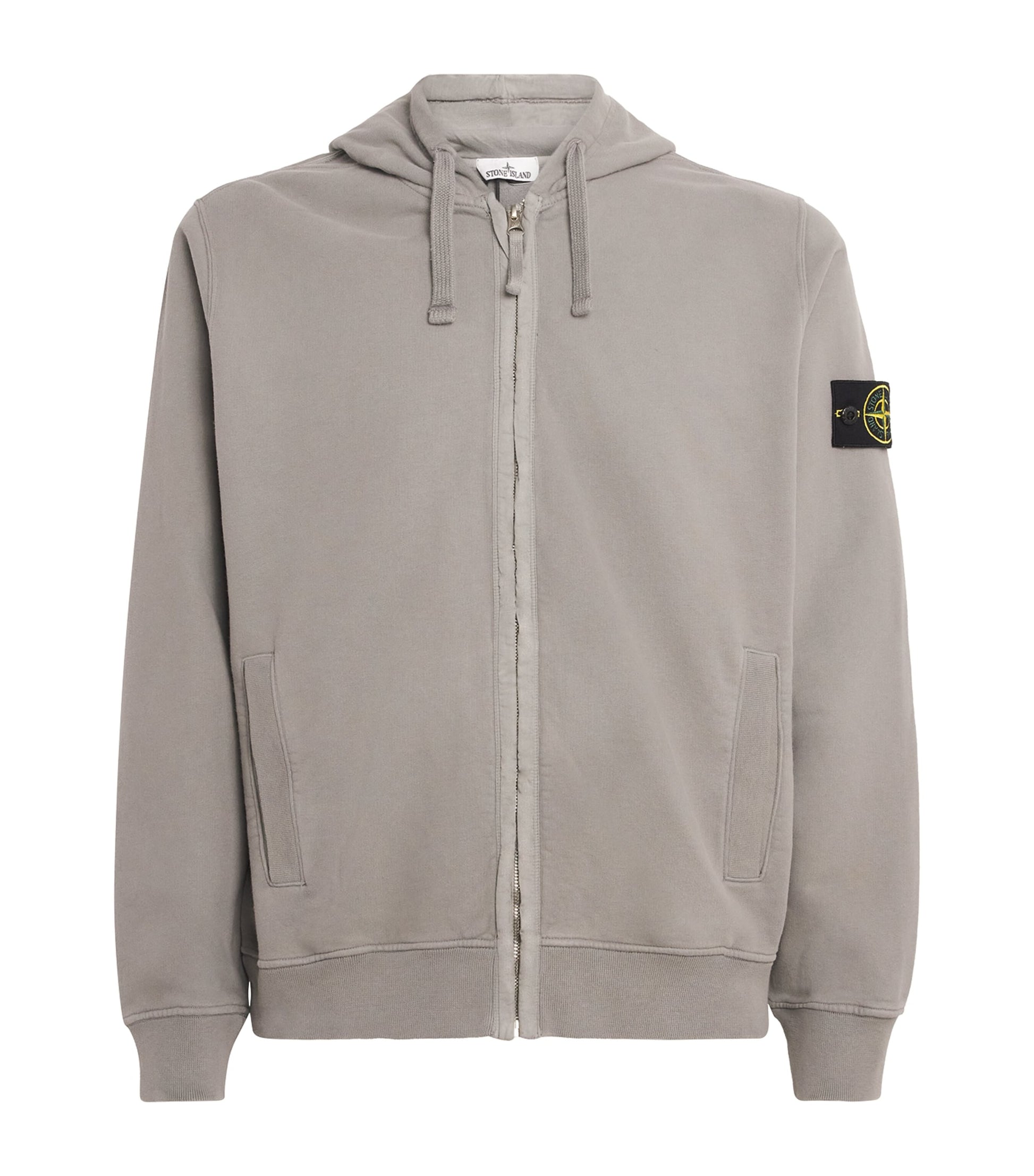 Stone Island Grey Organic Cotton Fleece Zip-Up Hoodie