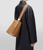 Brown Medium Pebble-Calfskin Bucket Bag