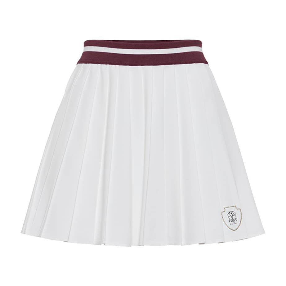 Brunello Cucinelli White Techno Poplin Pleated Mini Skirt