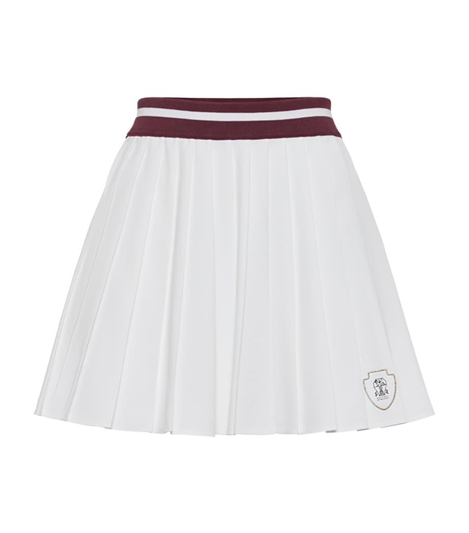 Brunello Cucinelli White Techno Poplin Pleated Mini Skirt