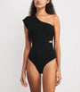 Rib-Knit Asymmetric Bodysuit BLACK