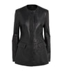 Toteme Black Collarless Leather Jacket