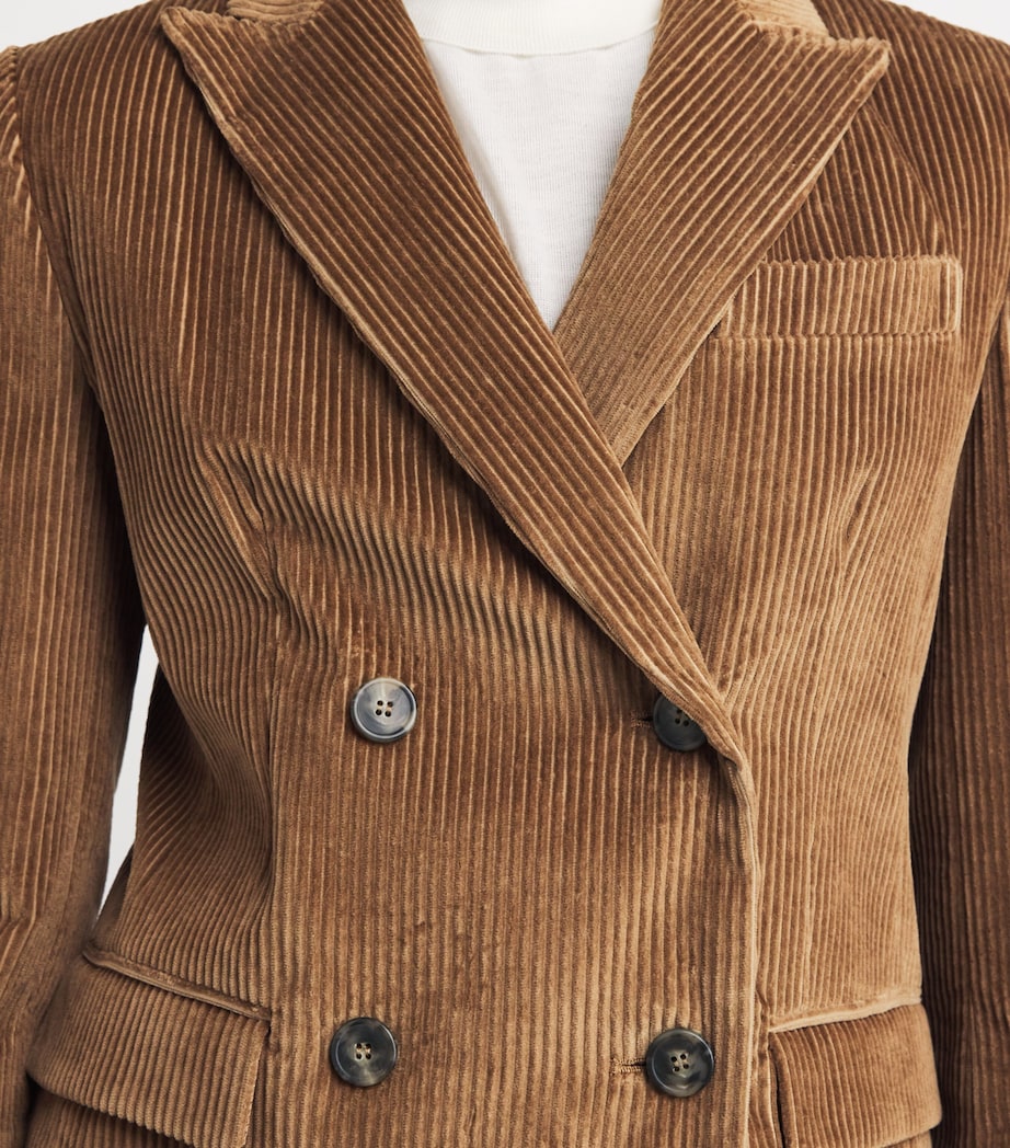 Weekend Max Mara Beige Cotton Corduroy Double-Breasted Blazer