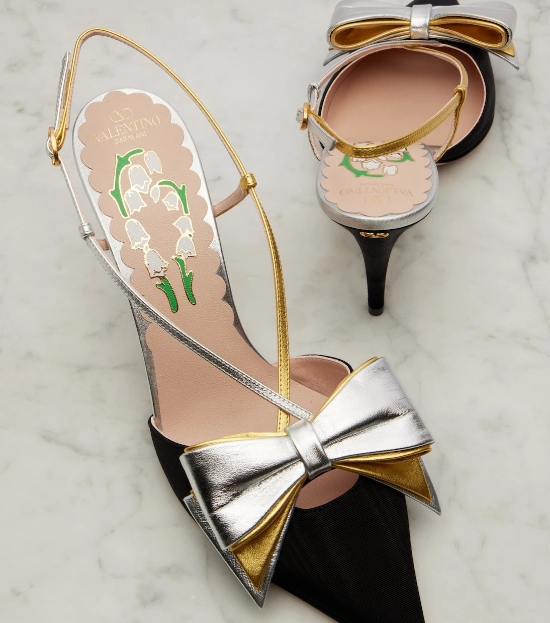 Valentino Garavani - Bowow 85 moiré slingback pumps