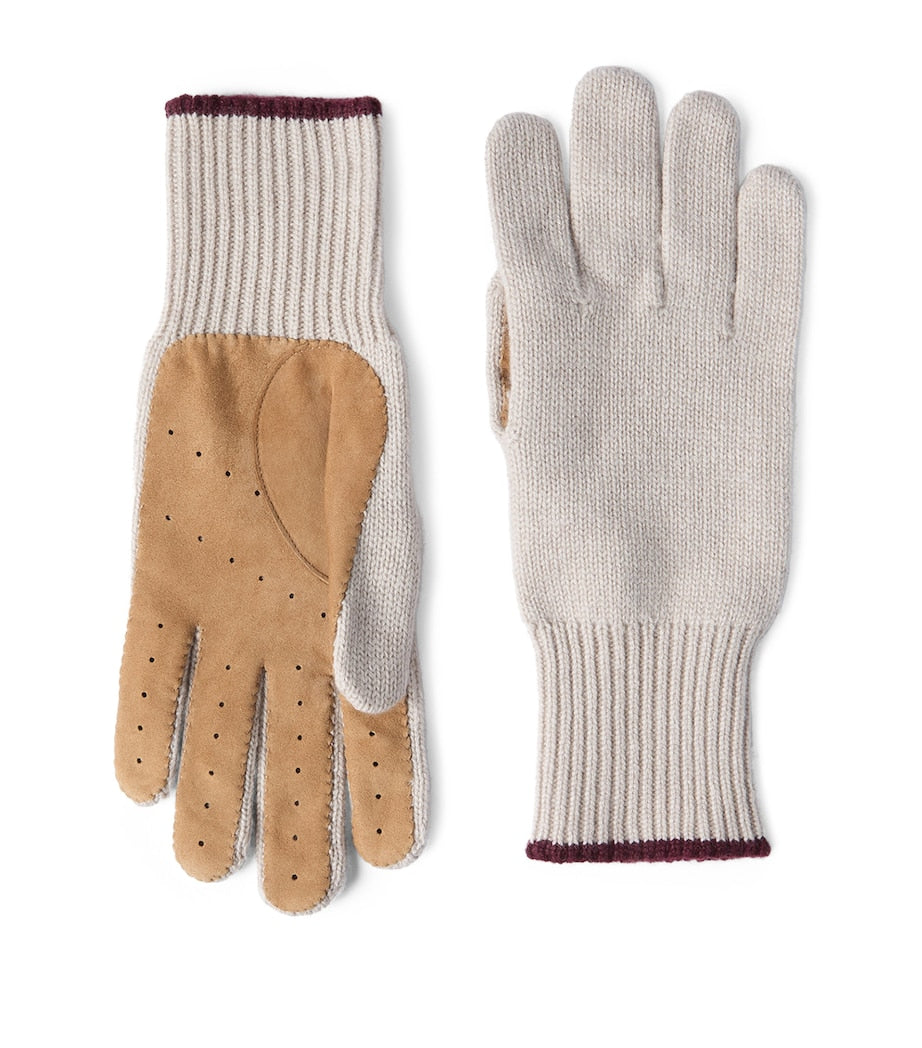 Cashmere Suede-Insert Gloves