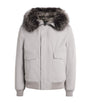 Yves Salomon White Down Coyote Fur-Trim Parka