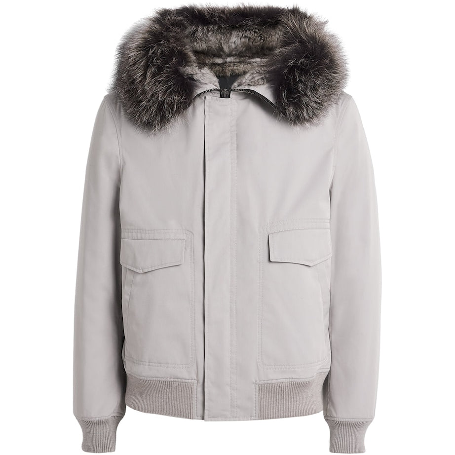 Yves Salomon White Down Coyote Fur-Trim Parka