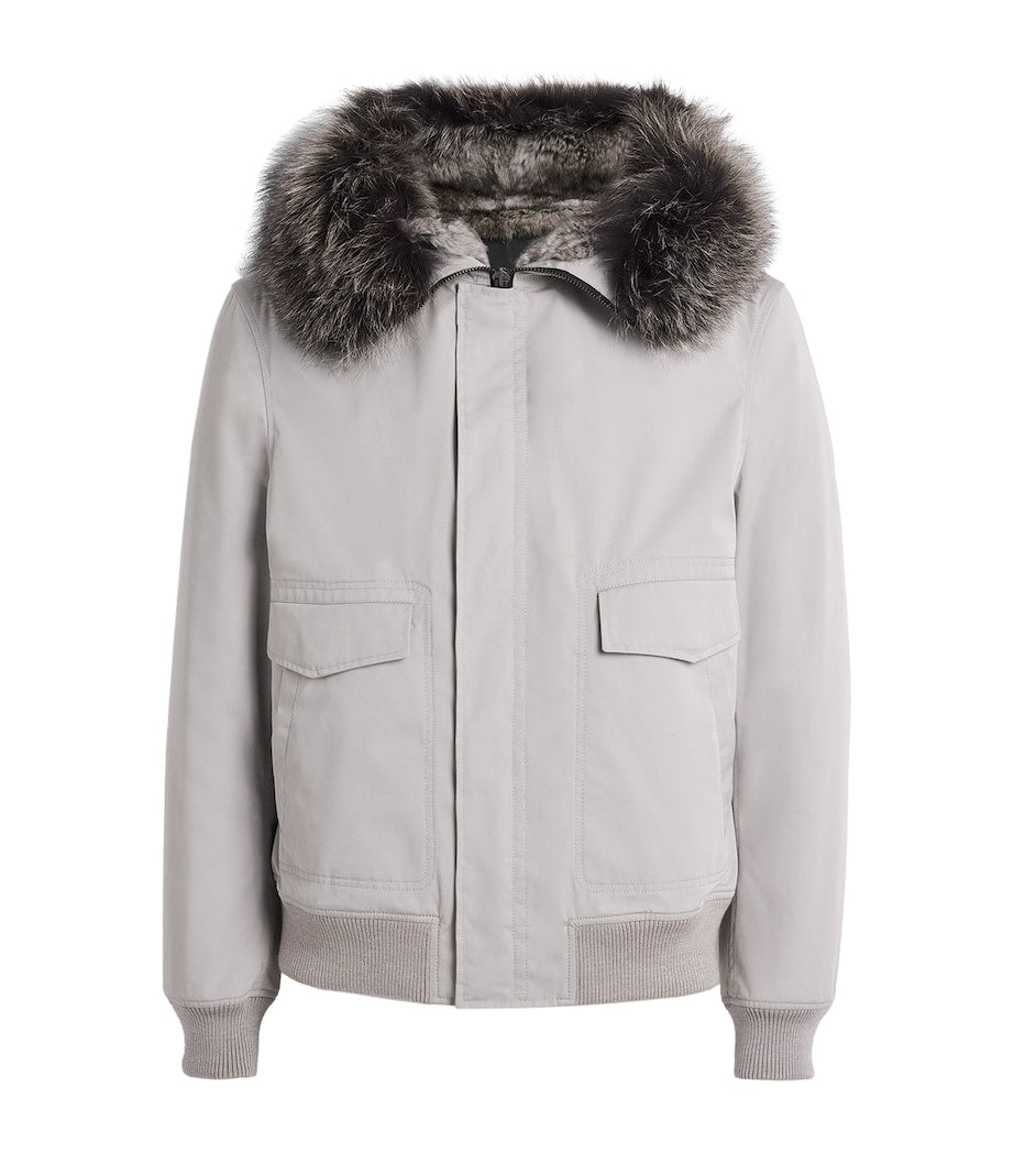 Yves Salomon White Down Coyote Fur-Trim Parka