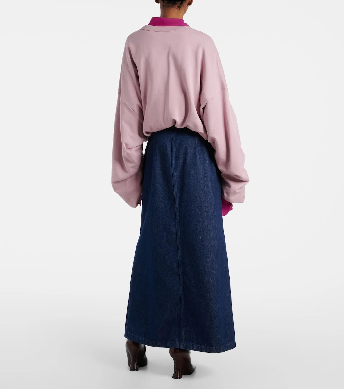 Dries Van Noten - Belted denim maxi skirt