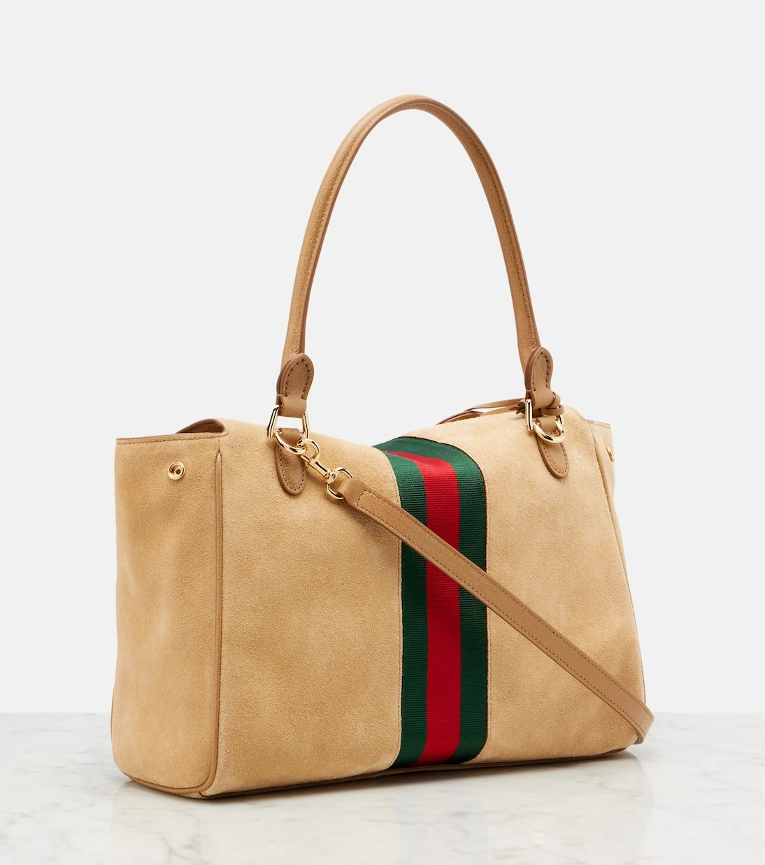 Gucci - Paparazzo Medium suede top-handle bag