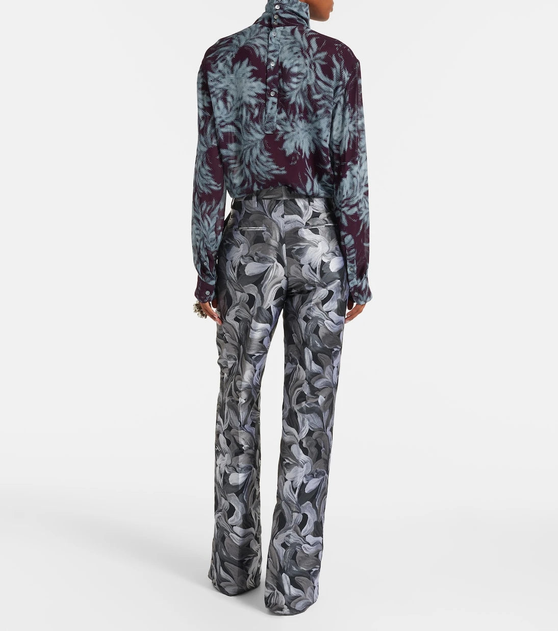 Dries Van Noten - Jacquard high-rise wool straight pants