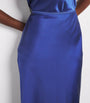Blue Silk Isaak Midi Skirt