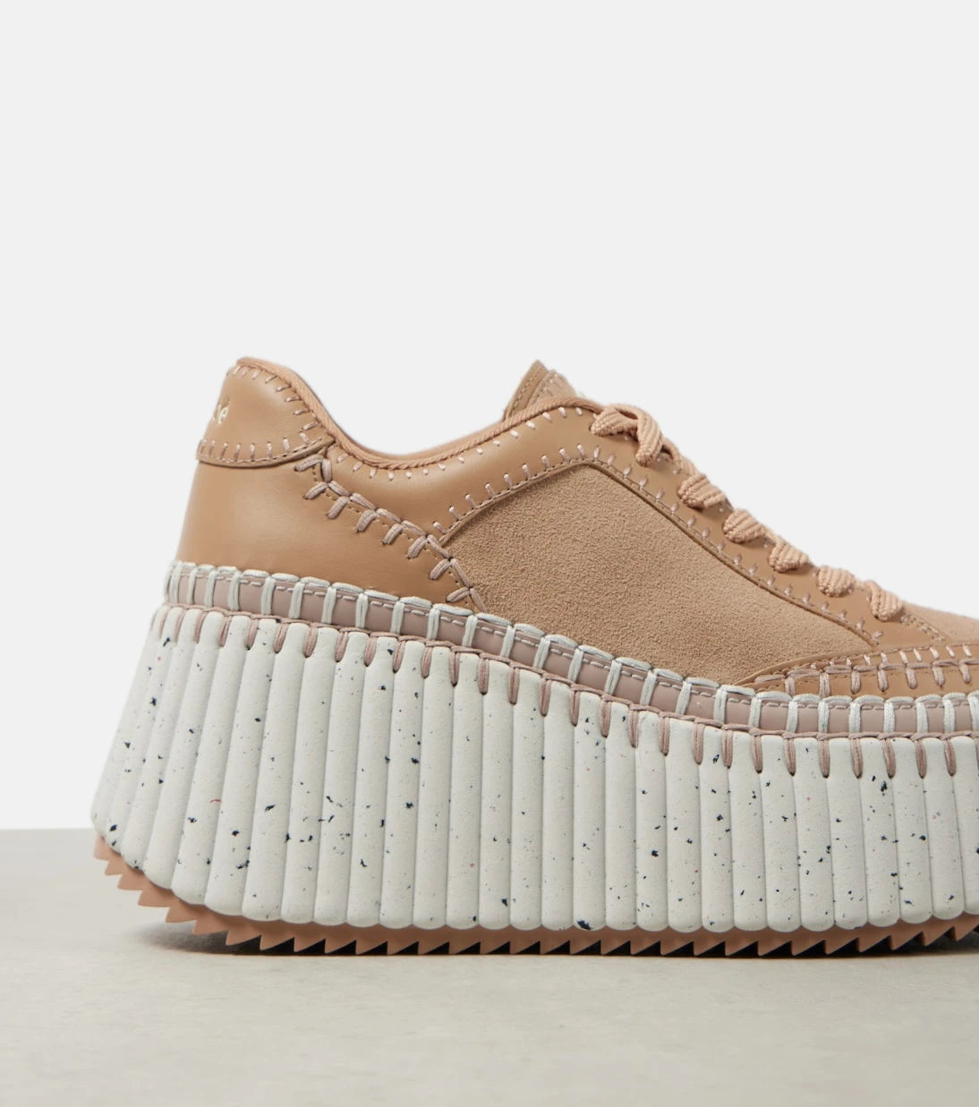 Chloé - Nama 80 suede and leather wedge sneakers