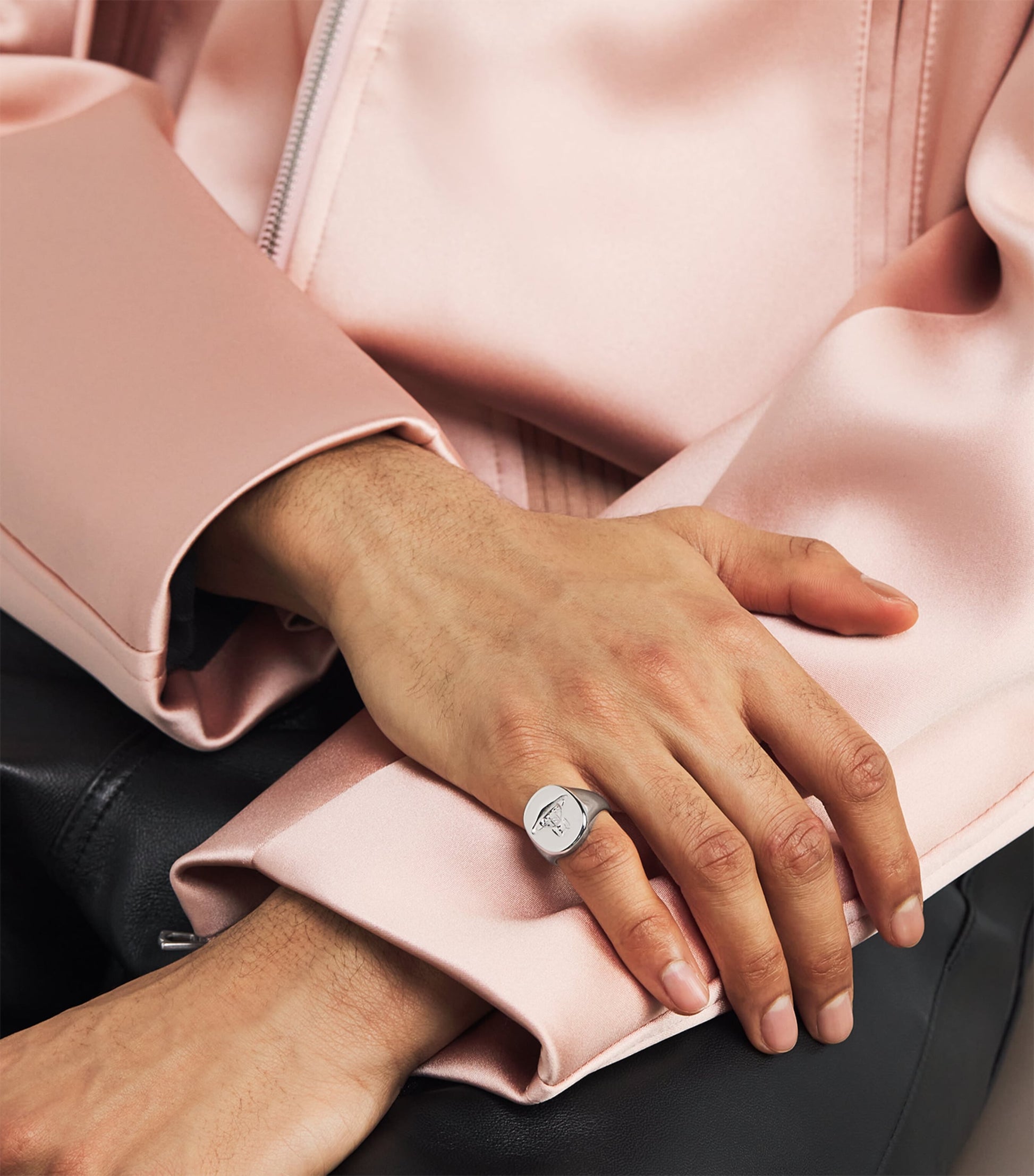 Rhodium-Plated Sterling Silver Orb Signet Ring