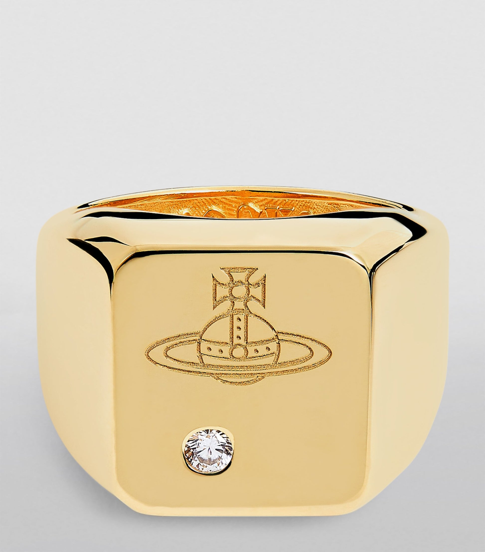 Vivienne Westwood Sterling Silver and Crystal Carlo Orb Signet Ring