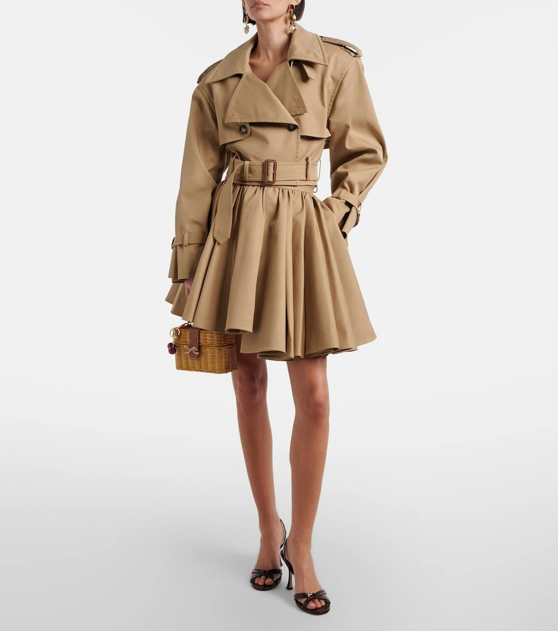 Self-Portrait - Gathered cotton miniskirt