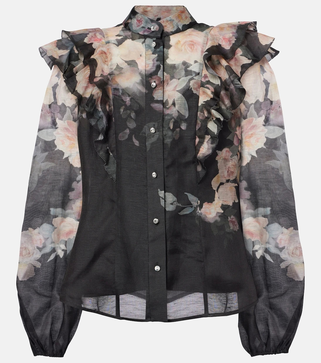 Zimmermann - Crush Frill Sleeve linen and silk blouse