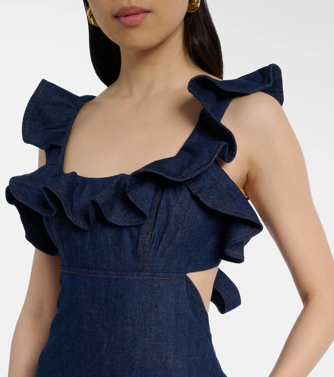 Zimmermann - Aster ruffled denim midi dress