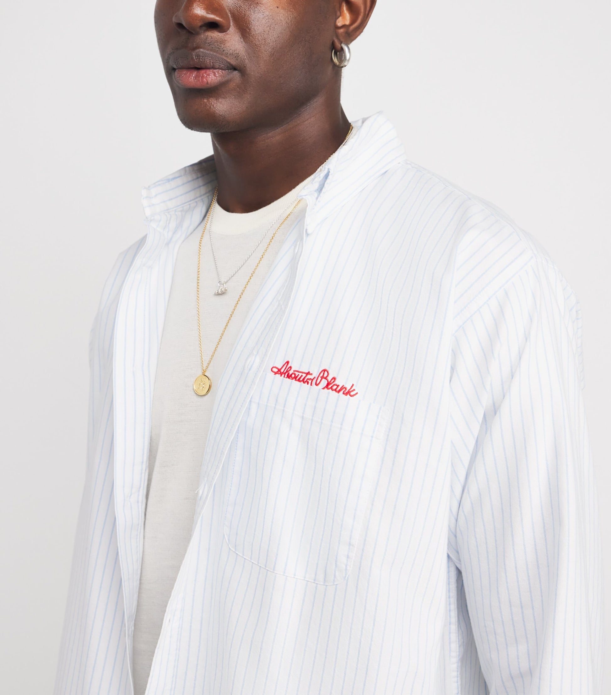 Cotton Oxford Stripe Logo Shirt