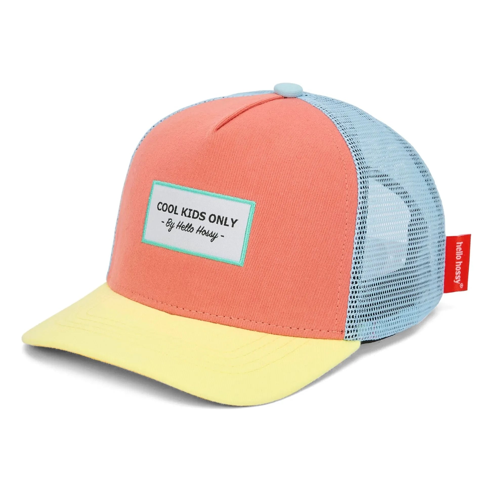 Hello Hossy - Trucker Mini Organic Cotton Curved Visor Cap | Coral