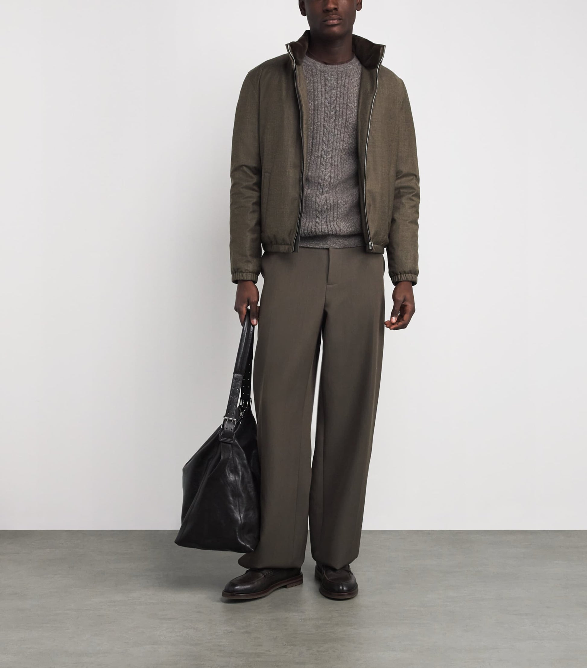 Yves Salomon Brown Down Wool-Silk Storm System Mink-Trim Jacket