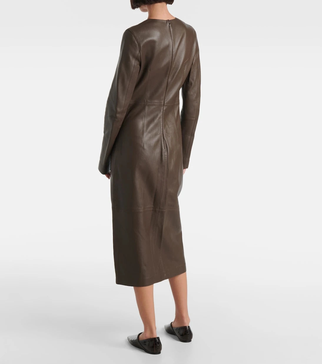 Toteme - Paneled leather midi dress
