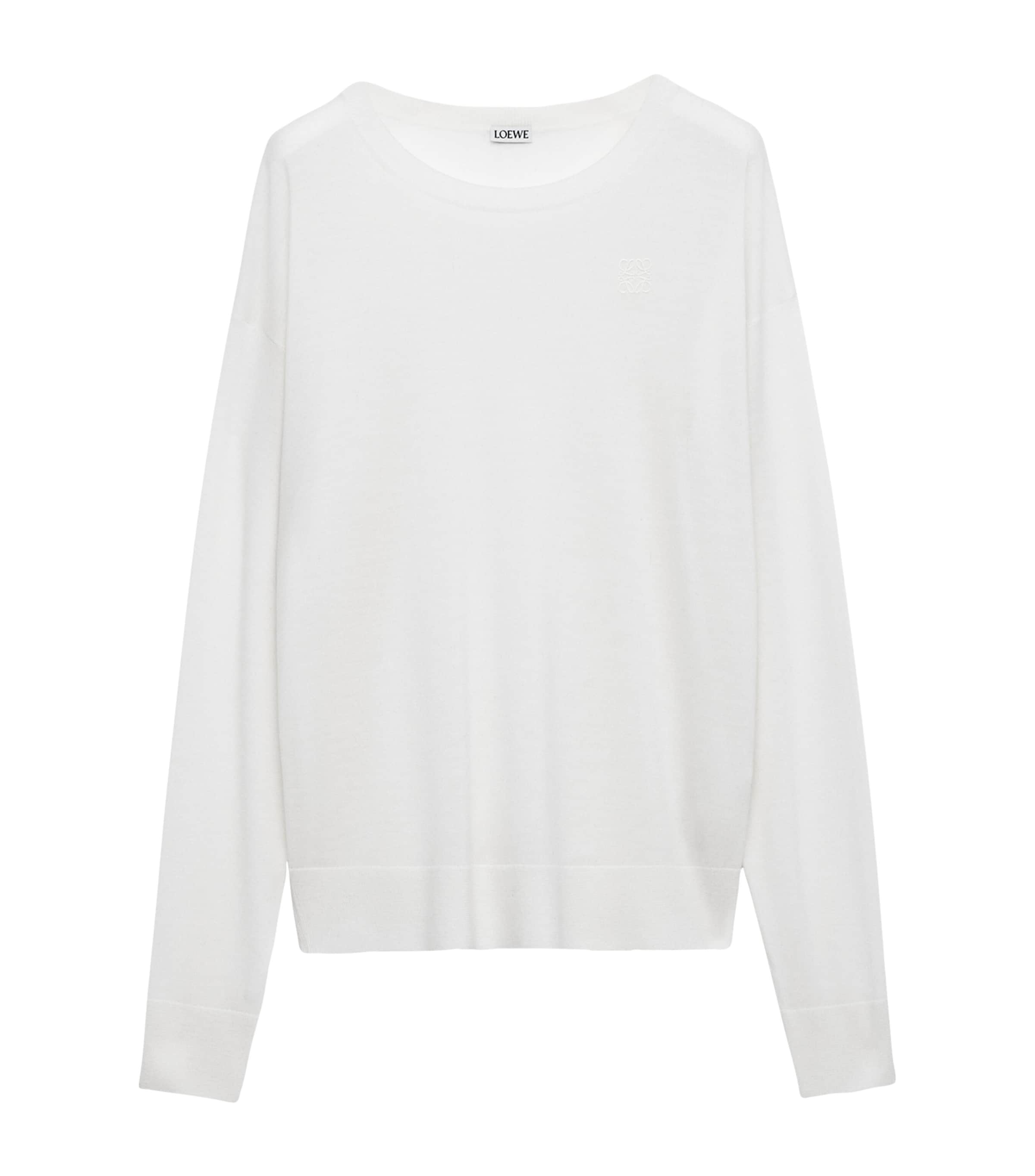 White Wool-Blend Extended-Sleeve Sweater