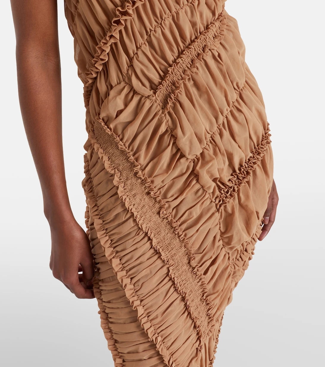 Magda Butrym - Ruched ruffled cotton midi dress