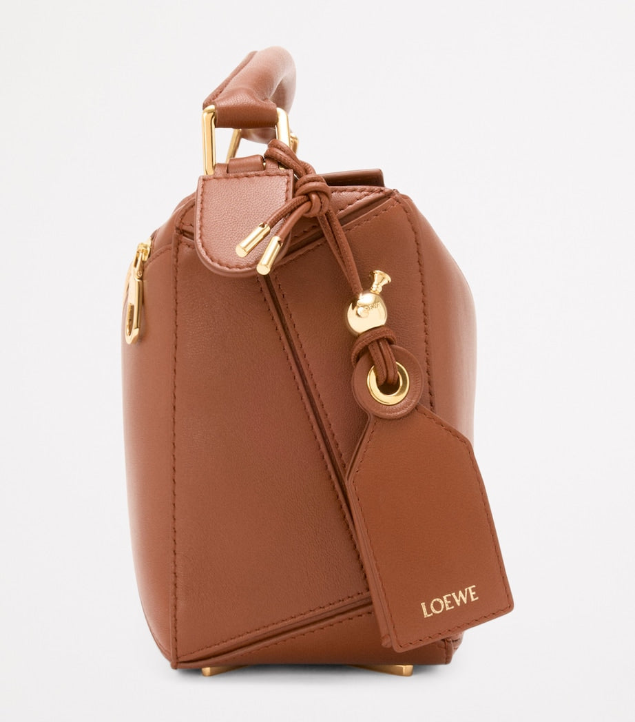 LOEWE Brown Small Leather Featherlight Puzzle Top-Handle Bag