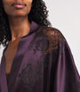 Carine Gilson Purple Silk Lace-Detail Long Robe