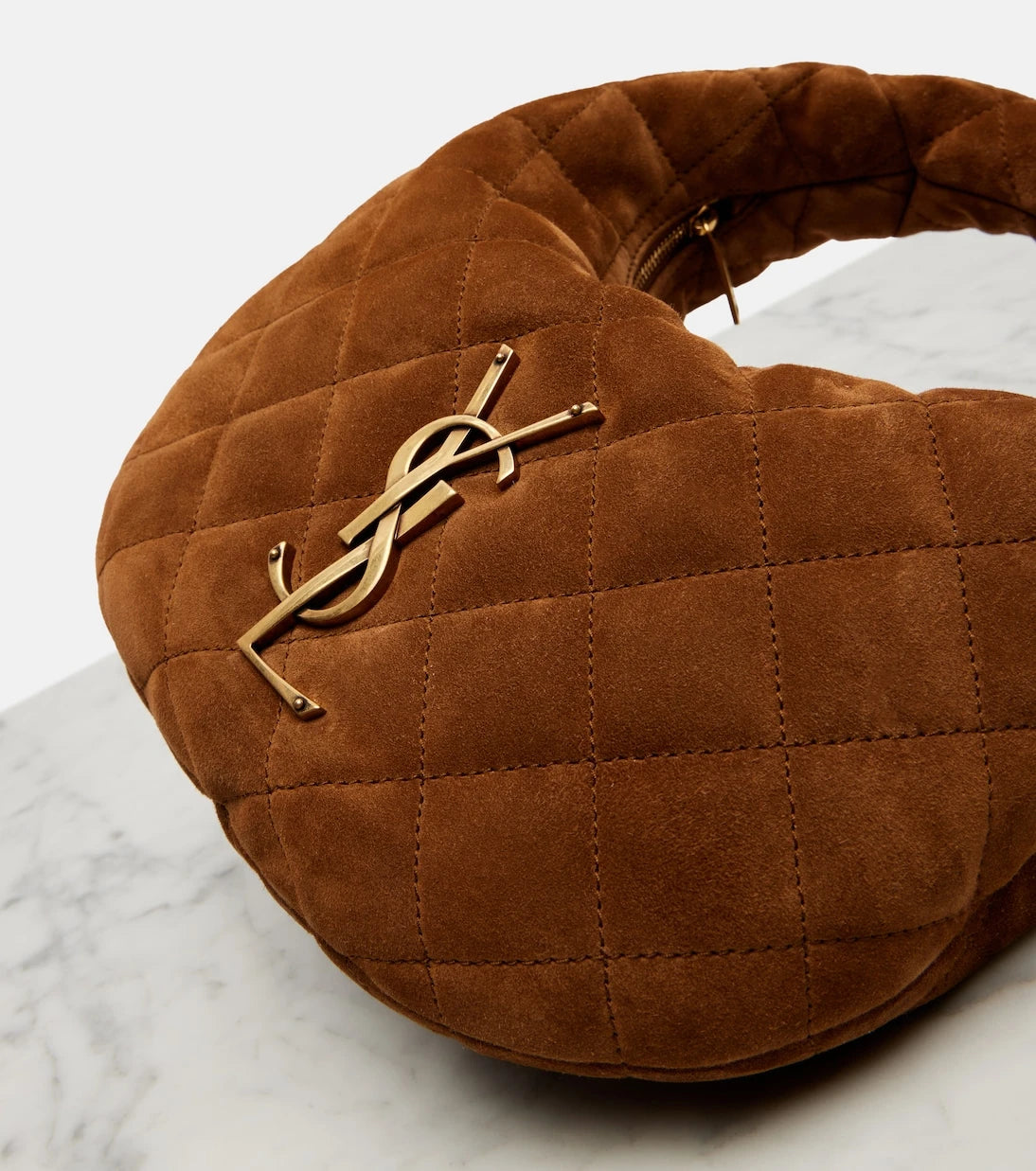 Saint Laurent - Icarino Mini quilted suede top-handle bag