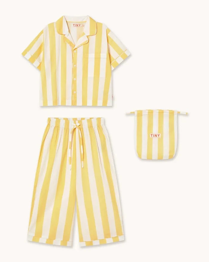 Детска памучна пижама Tinycottons YELLOW STRIPES SET