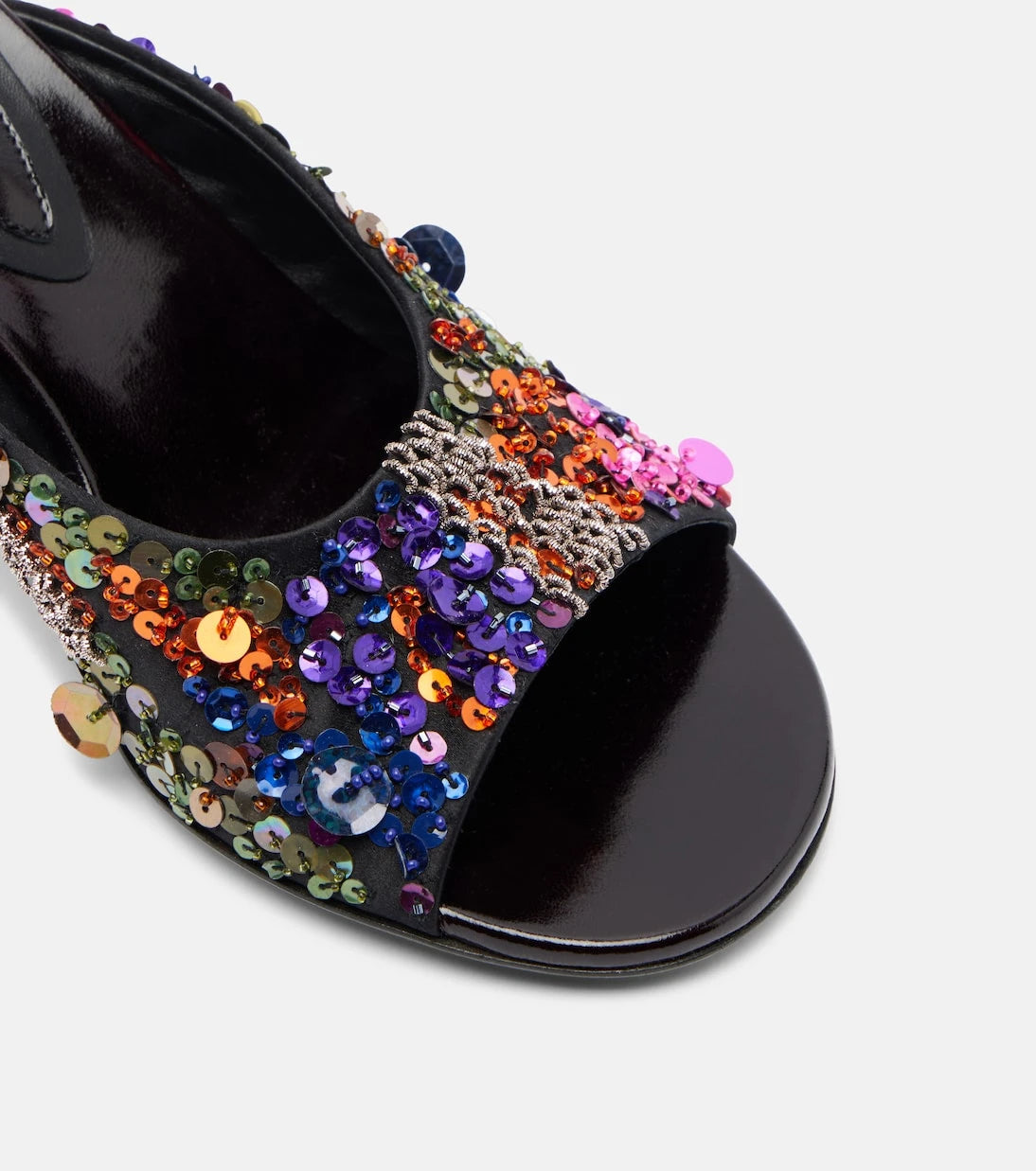 Dries Van Noten - 75 sequined leather wedge mules