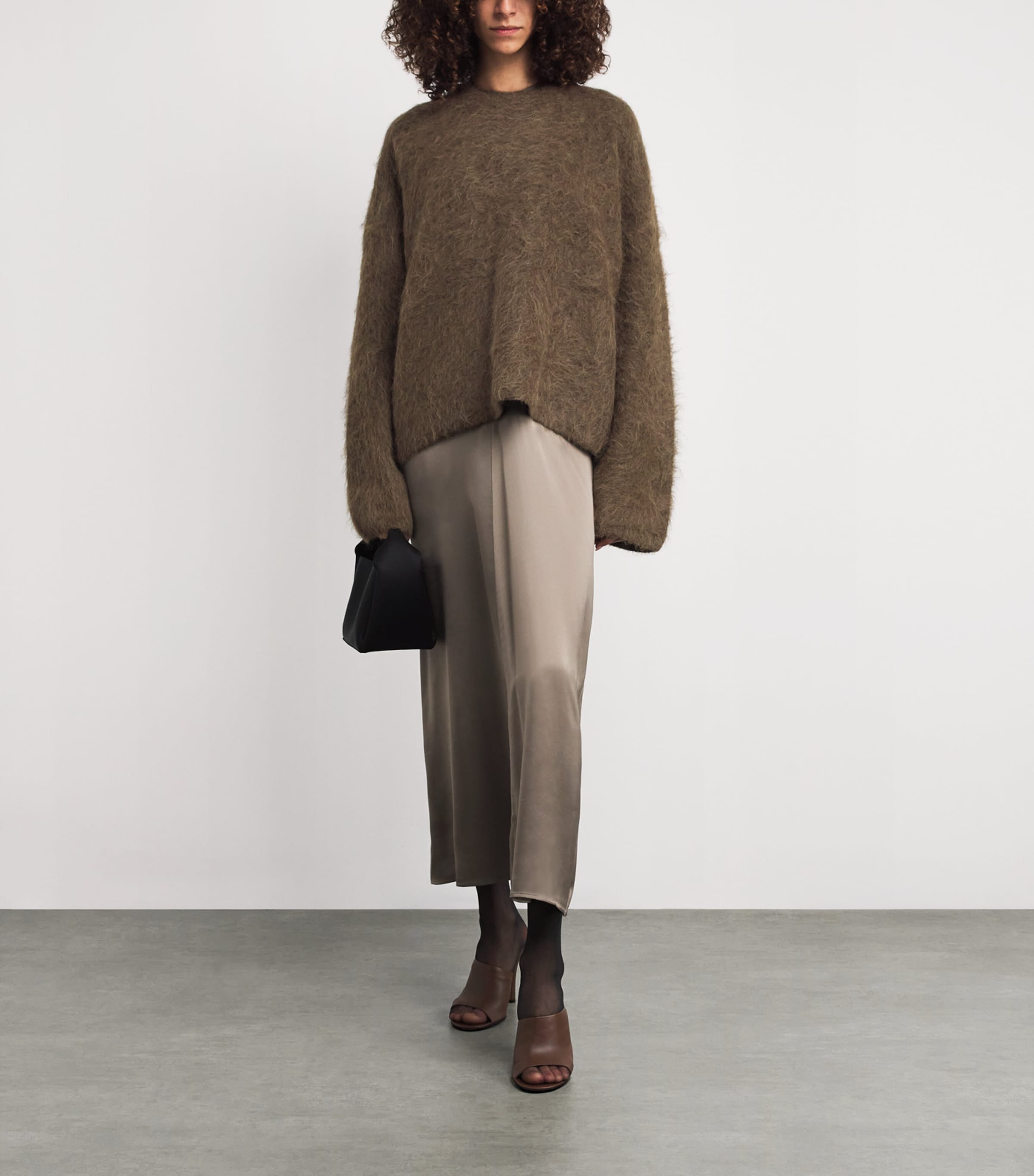 Brown Brushed Alpaca-Blend Sweater