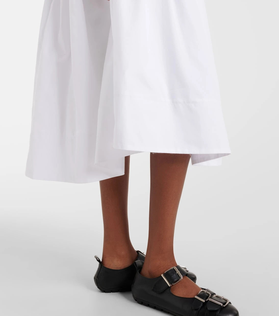 Simone Rocha - Floral-appliqué cotton poplin midi skirt