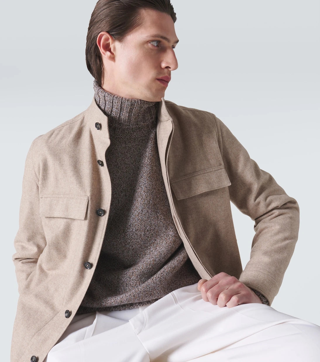 Zegna - كنزة صوف الكشمير بياقة عالية