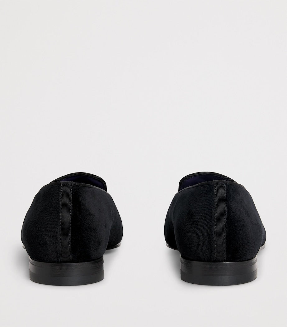 Velvet Crest-Embellished Slippers