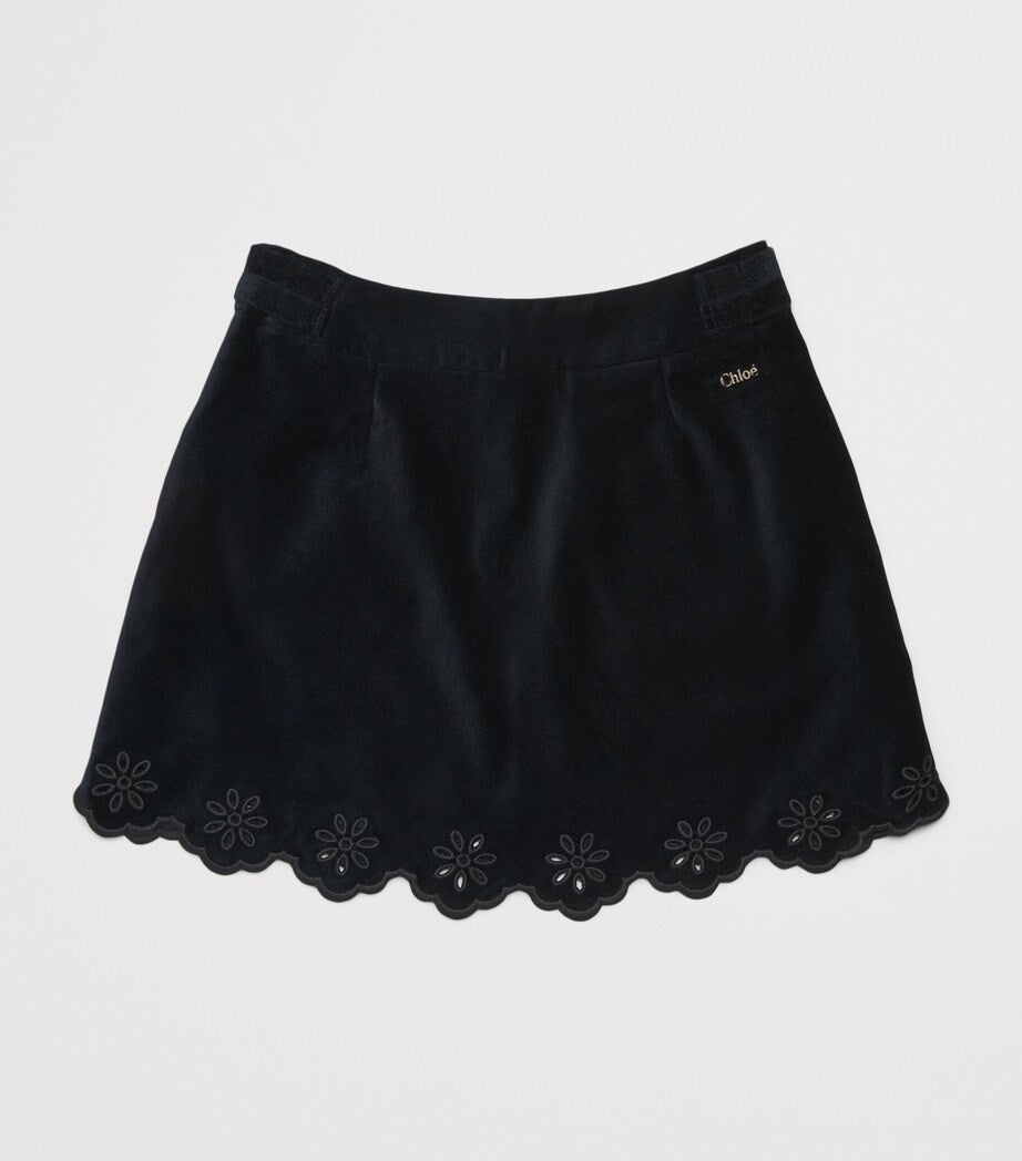 Chloé Kids Velvet Embroidered Skirt (6-12 Years)