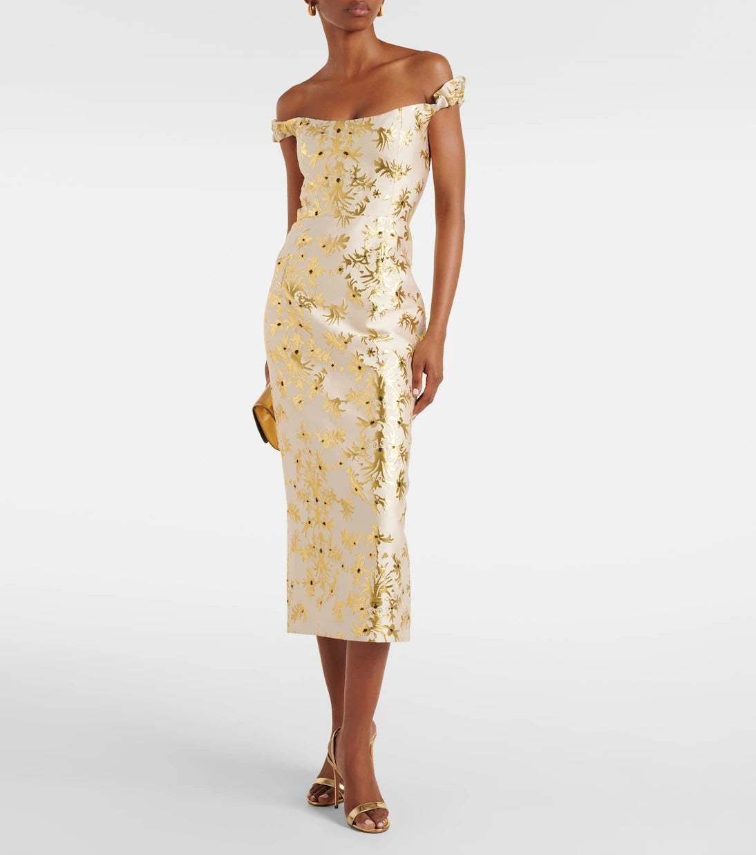 Markarian - Amina off-shoulder silk-blend midi dress