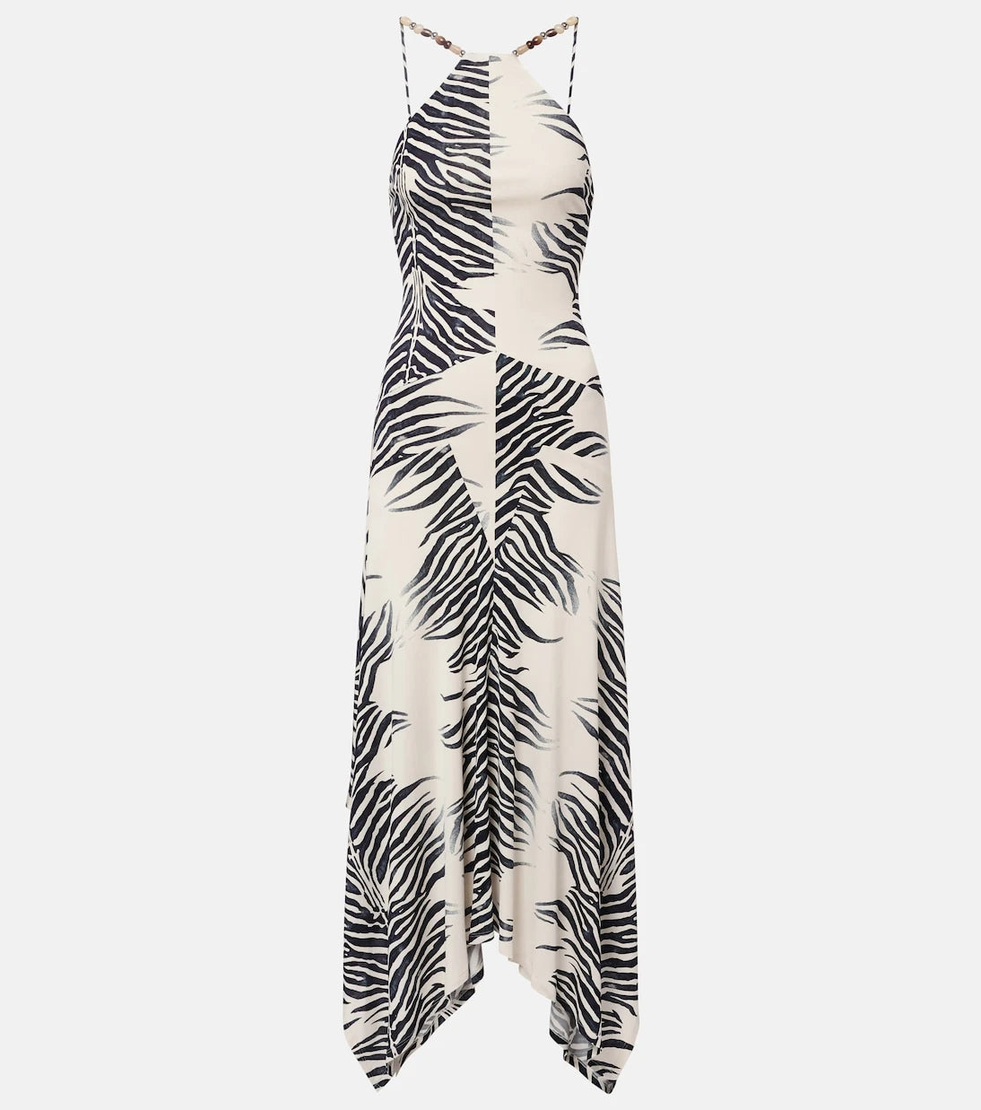 De La Vali - Artemis asymmetric zebra-print gown