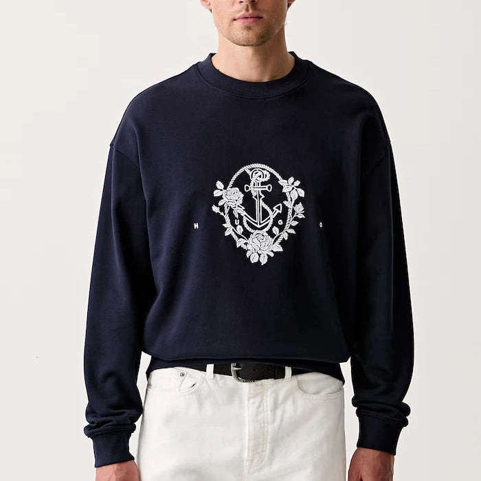 HUGO erkek pamuklu oversize sweatshirt Dursen