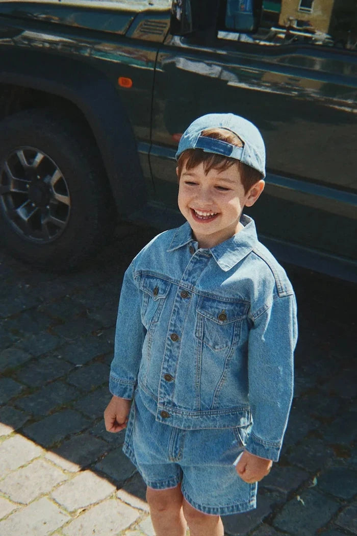 Konges Sløjd denim çocuk siperlikli şapka MAGOT CAP GOTS