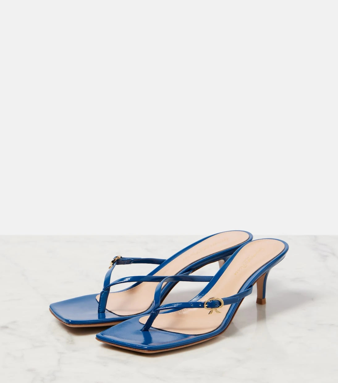 Gianvito Rossi - Ribbon patent leather thong sandals